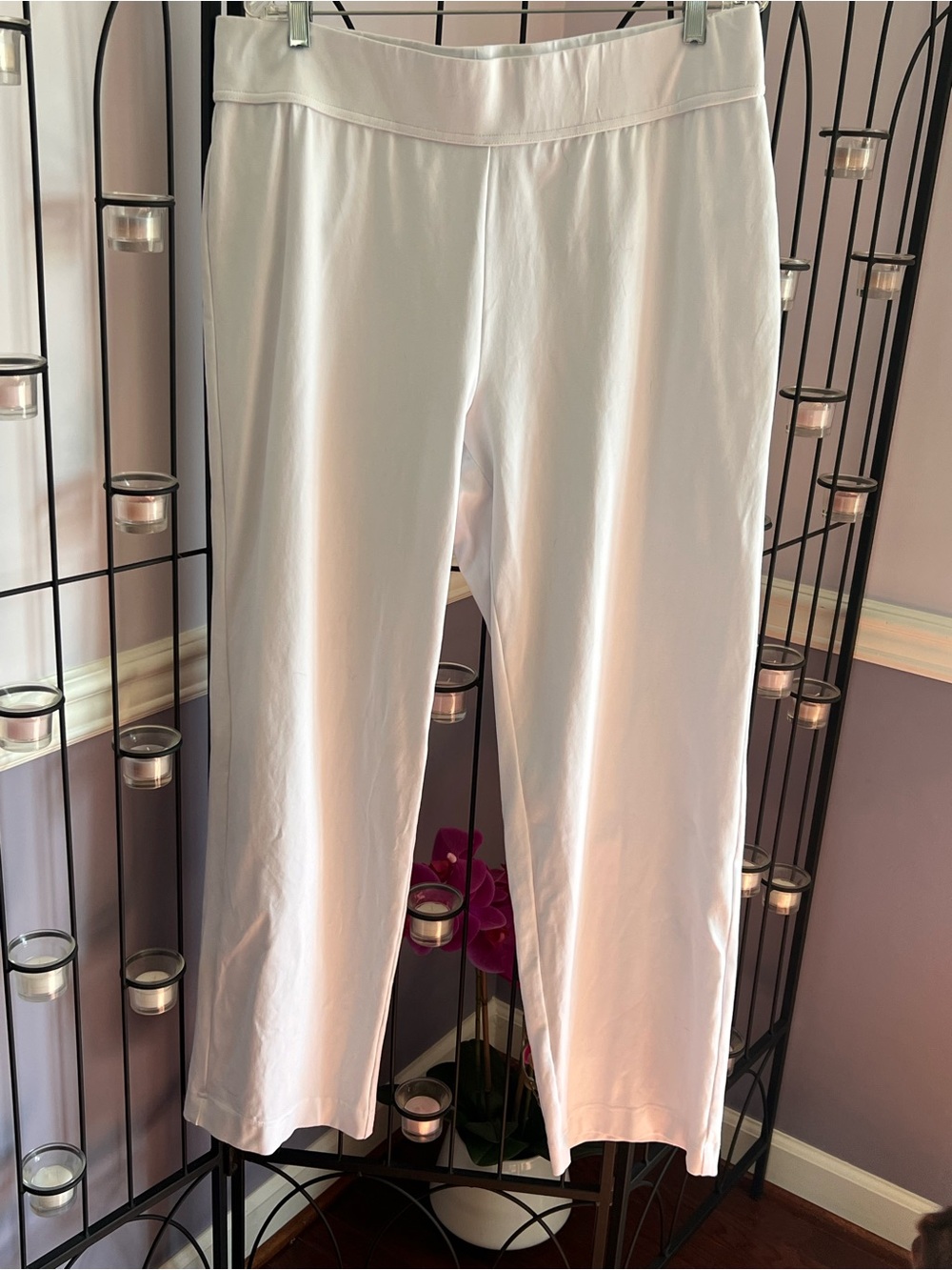 Lands' End White Pull-On Women's Stretch Trousers